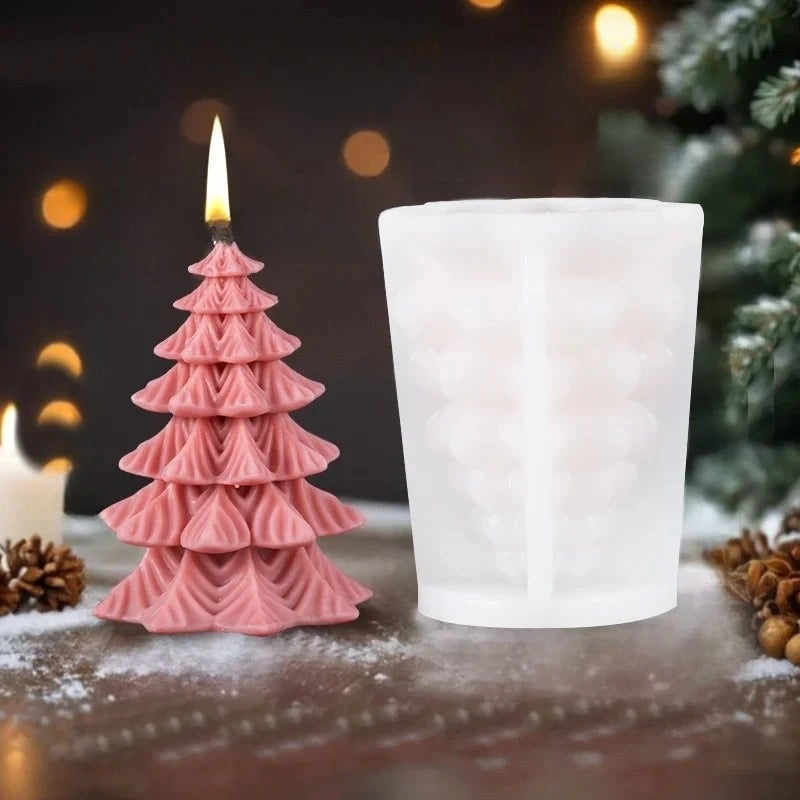 CandleCraft Christmas: Unique Cylindrical Silicone Mould for Elegant Tree-Shaped Decorations