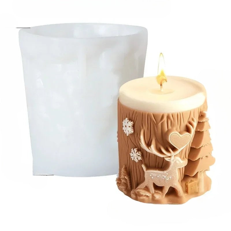 CandleCraft Christmas: Unique Cylindrical Silicone Mould for Elegant Tree-Shaped Decorations