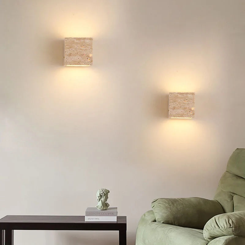 Travertinstein LED-Wandleuchte Modern