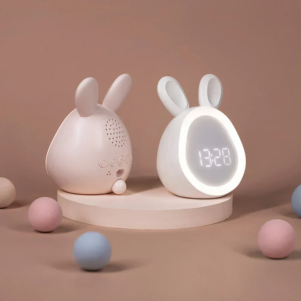 BunnyGlow: Adorable Children's Alarm Clock with LED Display, Night Light, and Gentle Waking for Kids' Rooms