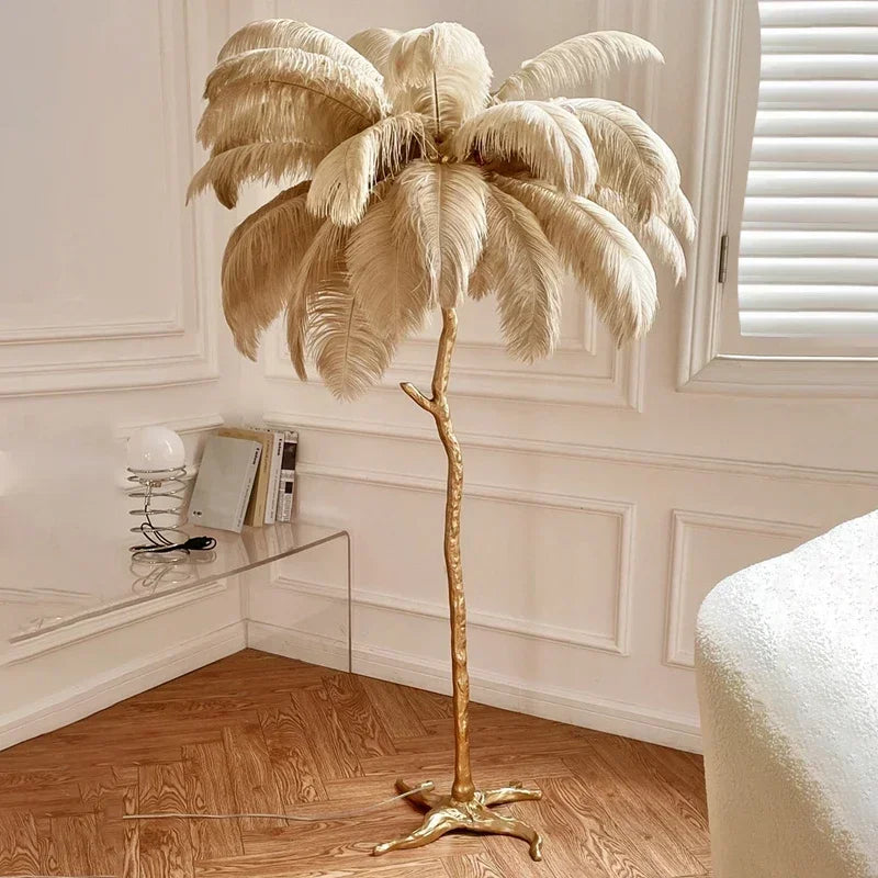 FeatherGlow - Nordic Ostrich Feather Floor Lamp for Elegant Decor