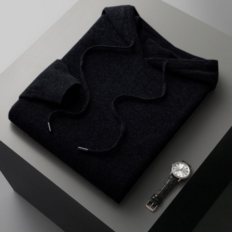 Uld Hættetrøje Merino Strik Pullover til Mænd