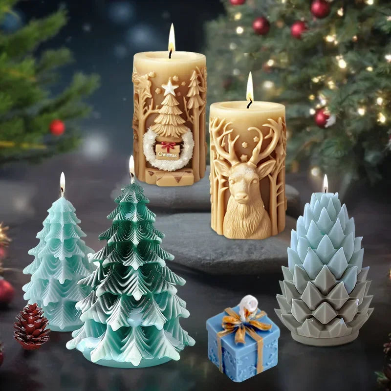 CandleCraft Christmas: Unique Cylindrical Silicone Mould for Elegant Tree-Shaped Decorations