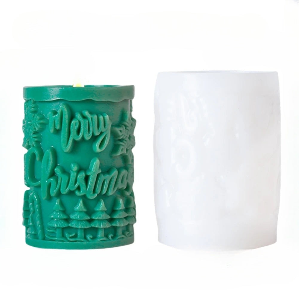 CandleCraft Christmas: Unique Cylindrical Silicone Mould for Elegant Tree-Shaped Decorations