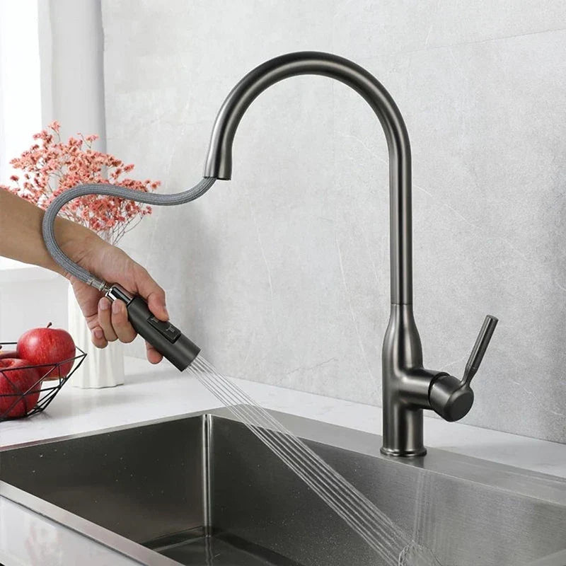 AquaFlex: Pull-Down Hand Shower Faucet – High-Pressure, Stainless Steel Sink Solution for Modern Kitchens