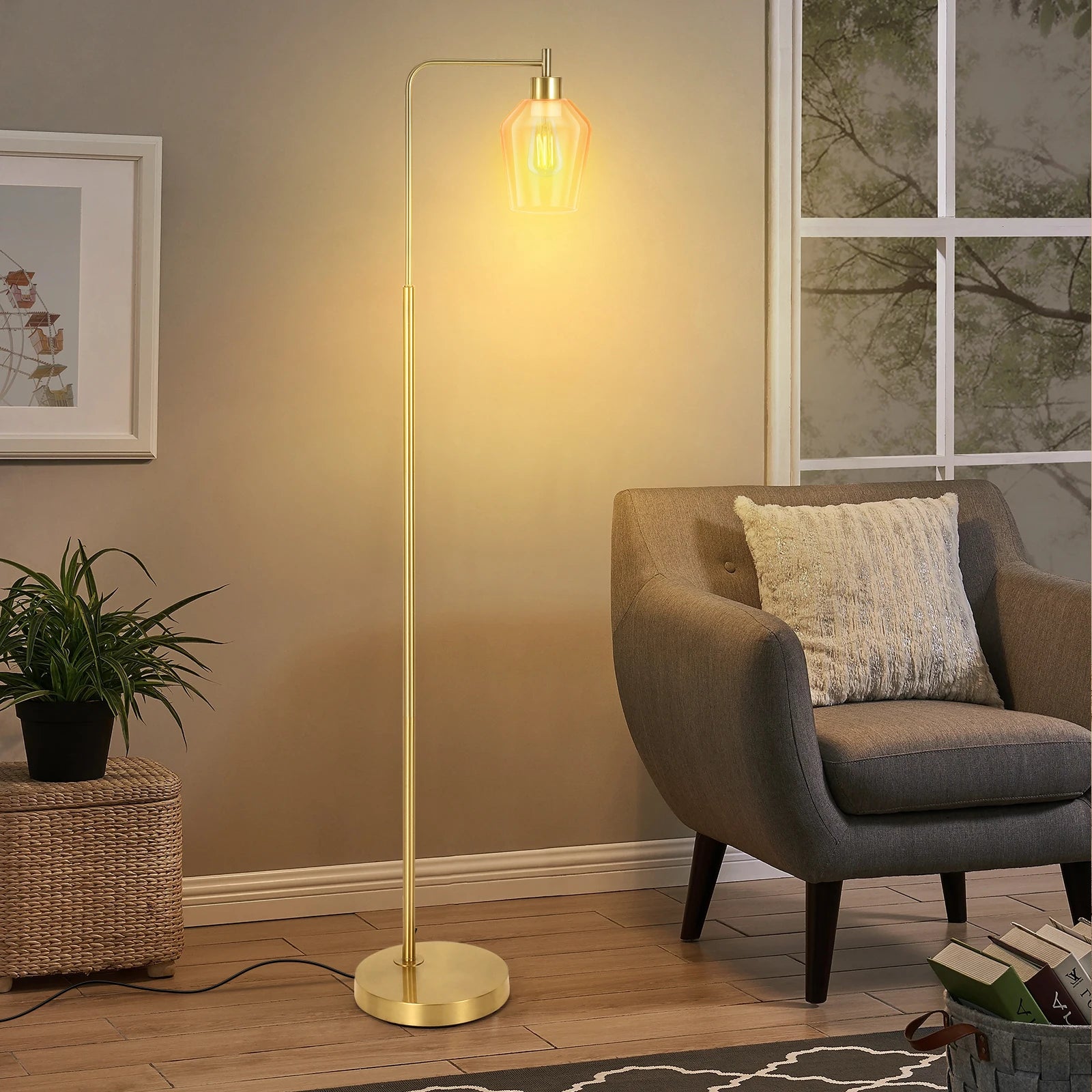 GlowEase - Remote-Controlled LED Floor Lamp with Adjustable Dimming