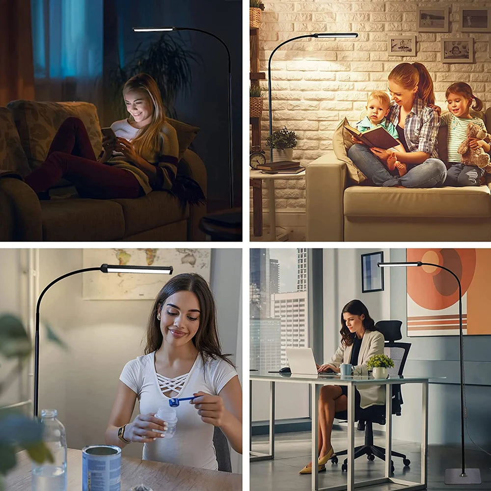 FlexiLume - Adjustable LED Floor Lamp with Dimmable Gooseneck for Reading & Decor