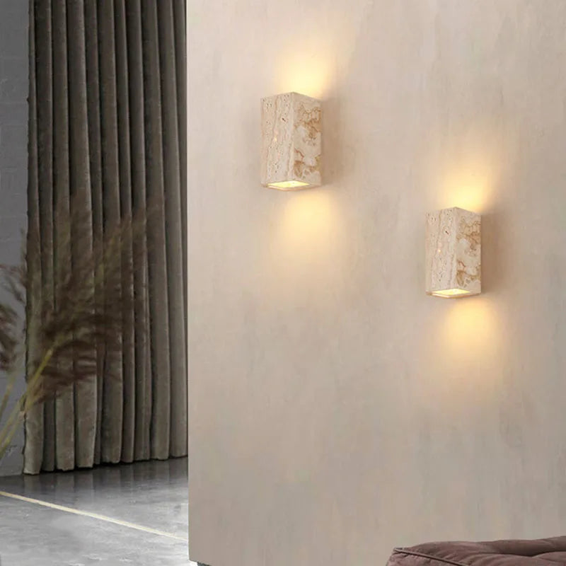 Travertinstein LED-Wandleuchte Modern