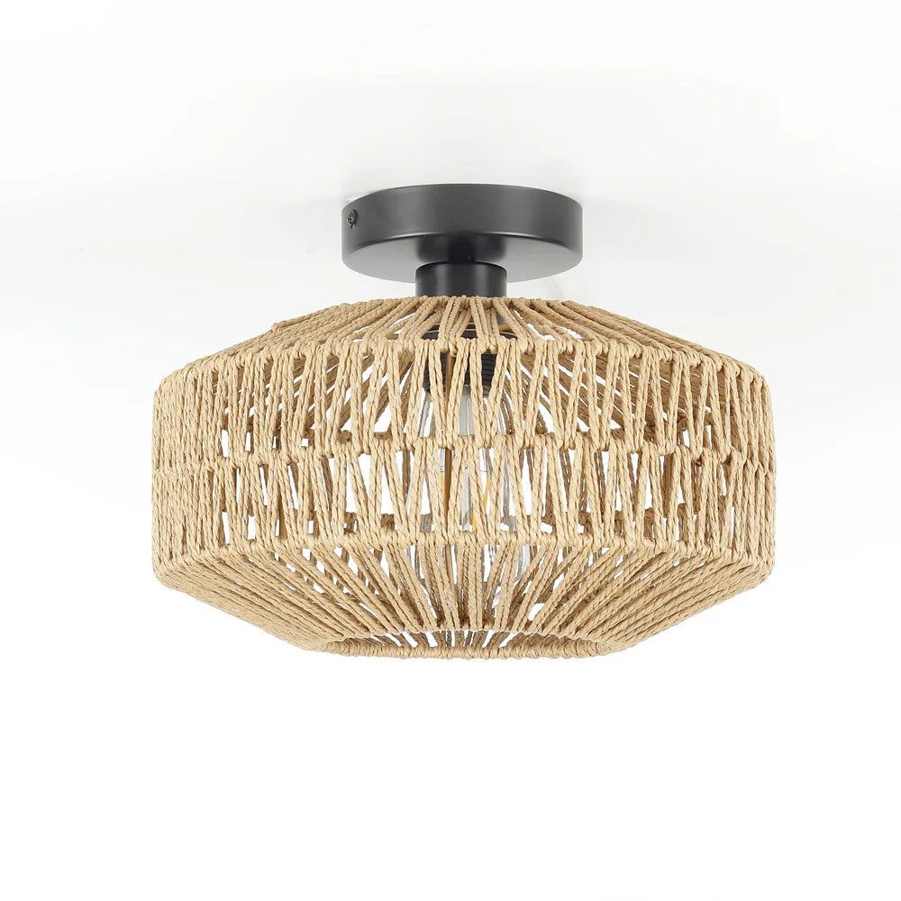 BambooGlow - Handmade Rattan Weaving Ceiling Lamp for Home Decor