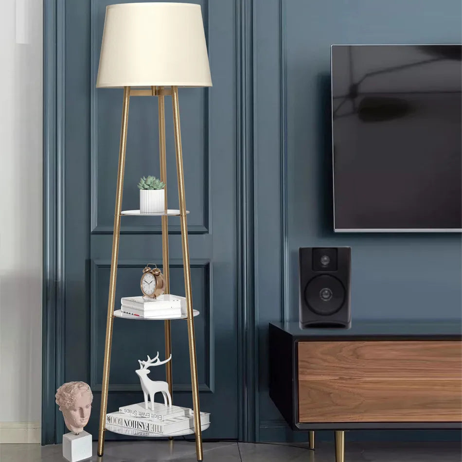 LumeShelve - Modern LED Floor Lamp with Storage Shelves