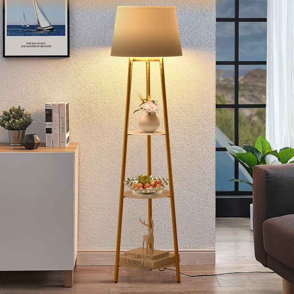 LumeShelve - Modern LED Floor Lamp with Storage Shelves