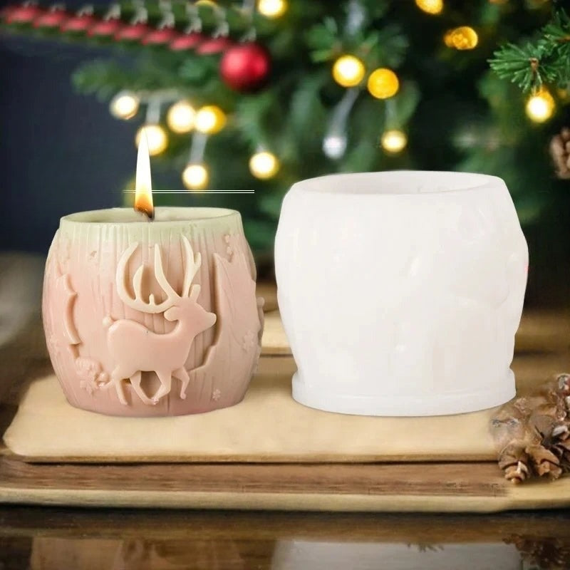 CandleCraft Christmas: Unique Cylindrical Silicone Mould for Elegant Tree-Shaped Decorations