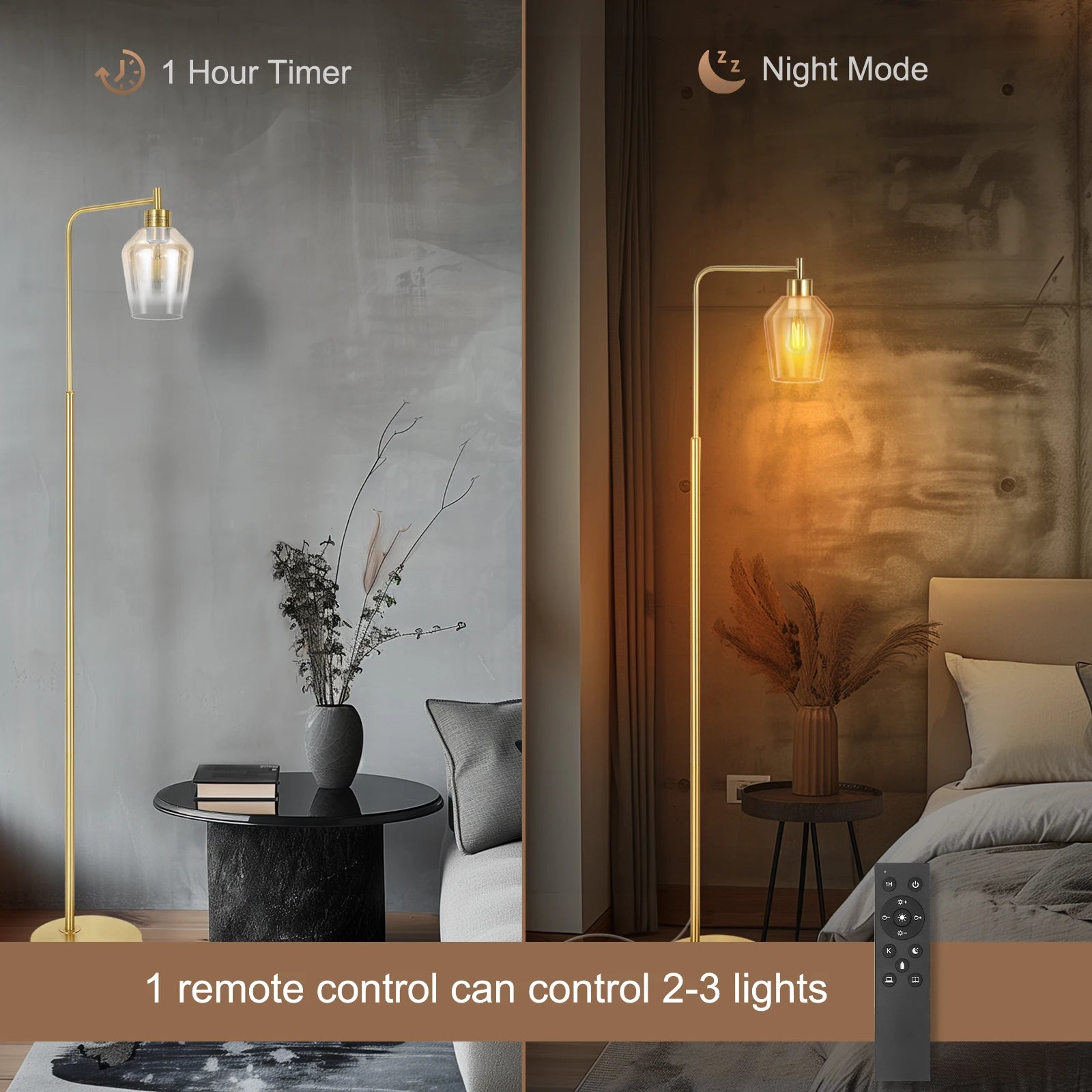 GlowEase - Remote-Controlled LED Floor Lamp with Adjustable Dimming