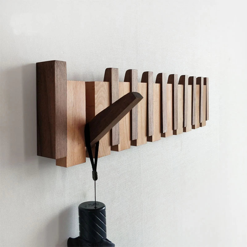 Ganci da parete in legno con appendiabiti pieghevoli