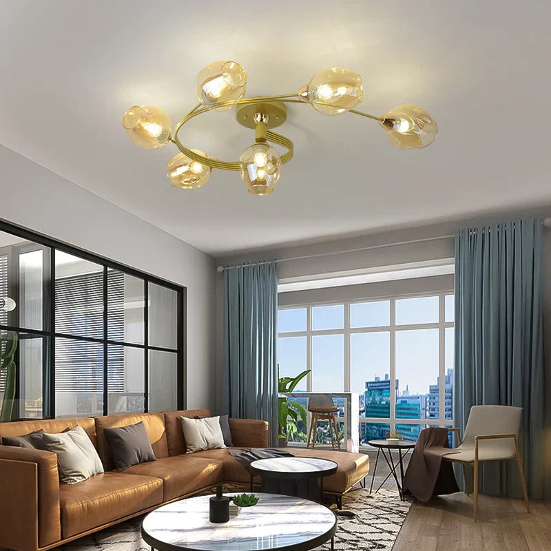 Luminous Aura: Contemporary LED Chandelier for Stylish Living Room and Bedroom Illumination