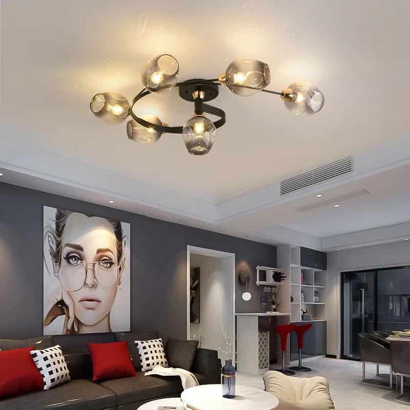 Luminous Aura: Contemporary LED Chandelier for Stylish Living Room and Bedroom Illumination