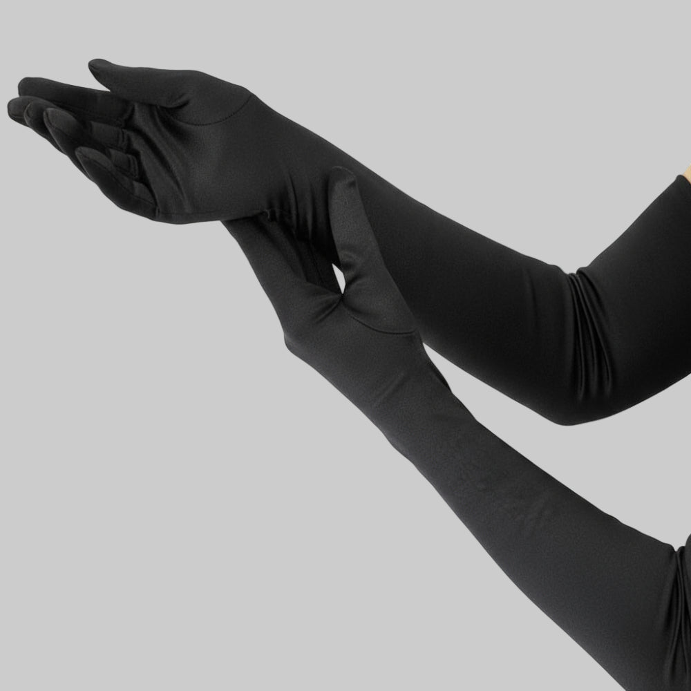 Guantes de Ópera de Satén para Mujer, Largos hasta el Codo, Disfraz