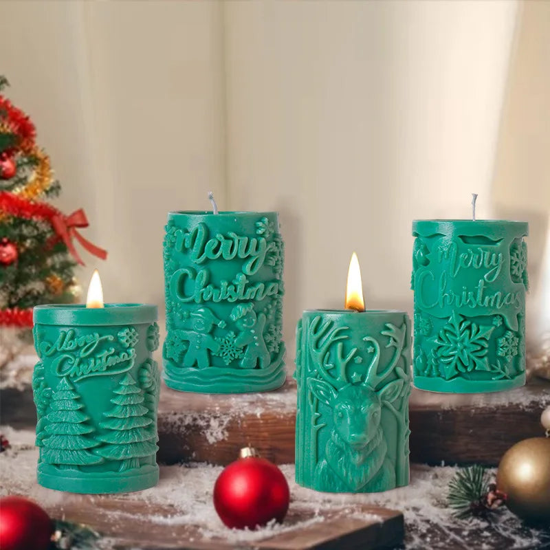 CandleCraft Christmas: Unique Cylindrical Silicone Mould for Elegant Tree-Shaped Decorations