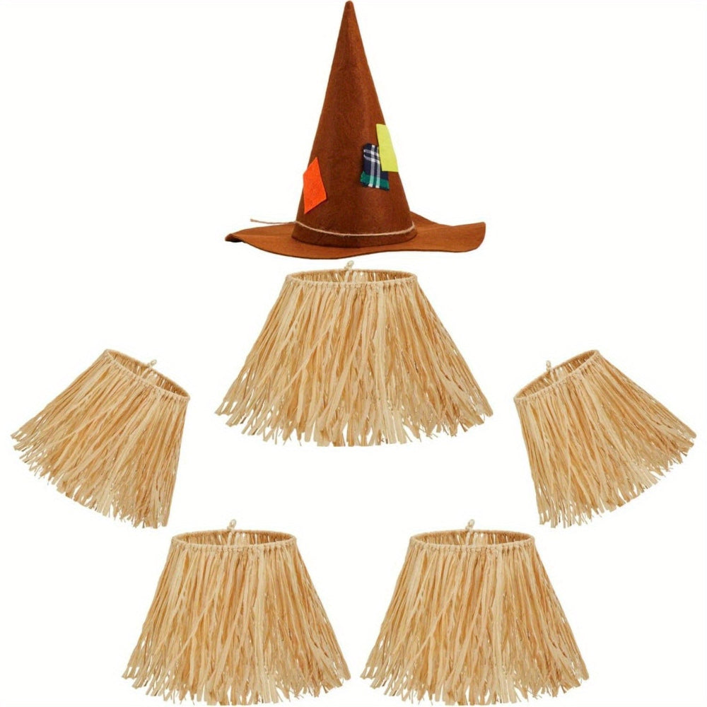 Vogelscheuchen-Kostüm-Set Hut Stroh Kinder Erwachsene Halloween-Party