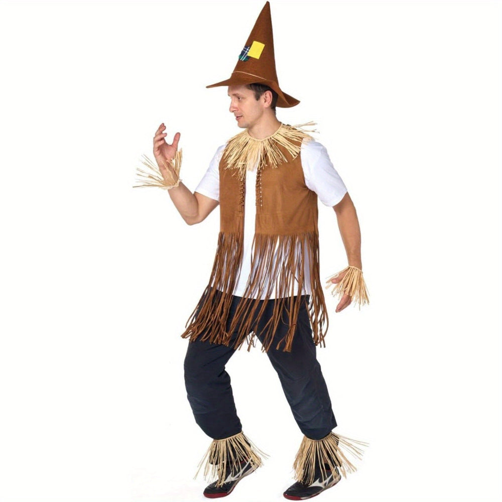 Vogelscheuchen-Kostüm-Set Hut Stroh Kinder Erwachsene Halloween-Party