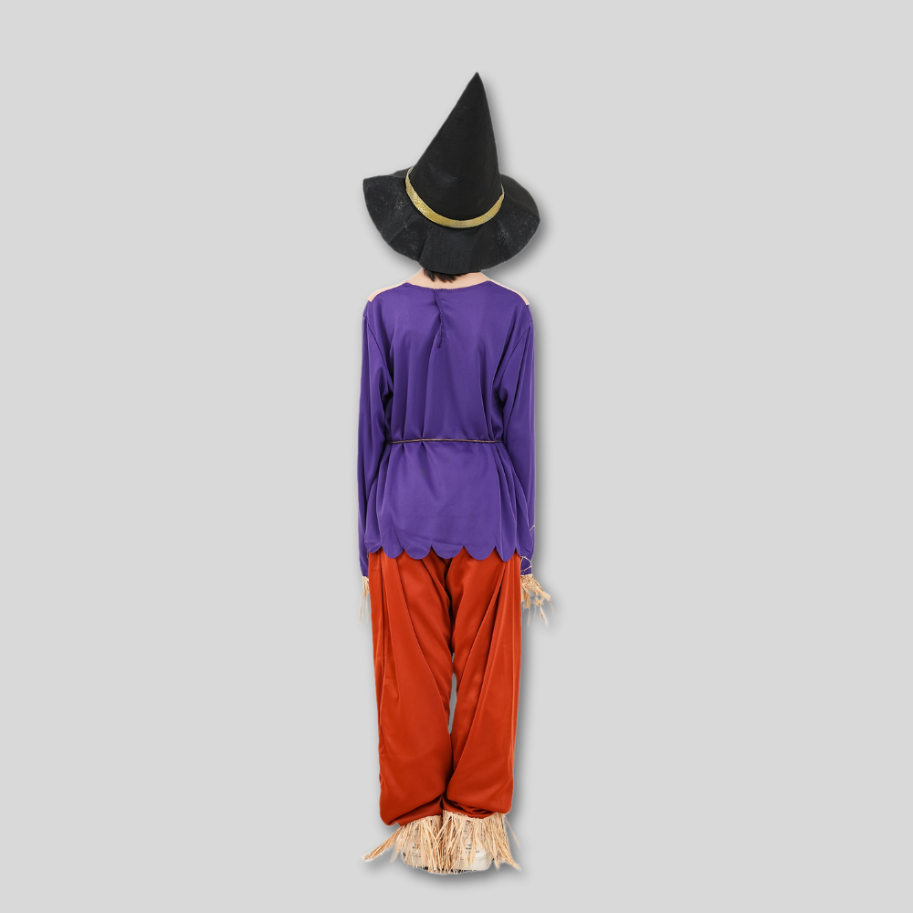 かかし ハロウィン コスチューム 男の子用 紫のトップスとパンツ