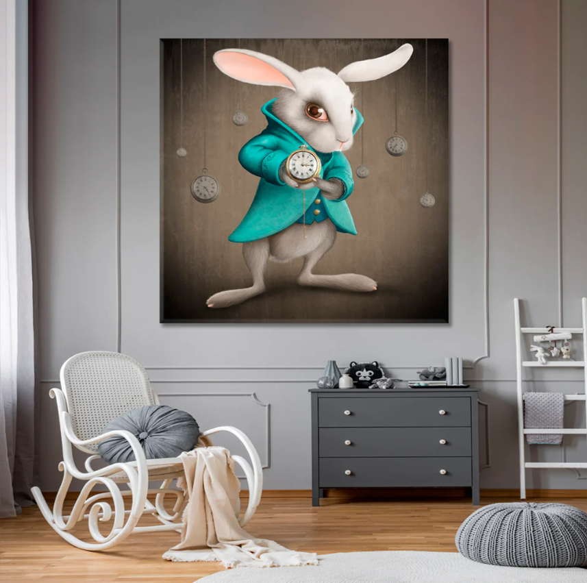 Bunny Timepiece Delight – Adorable Rabbit Wall Clock for Kids' Spaces & Animal Enthusiasts, Unique Style