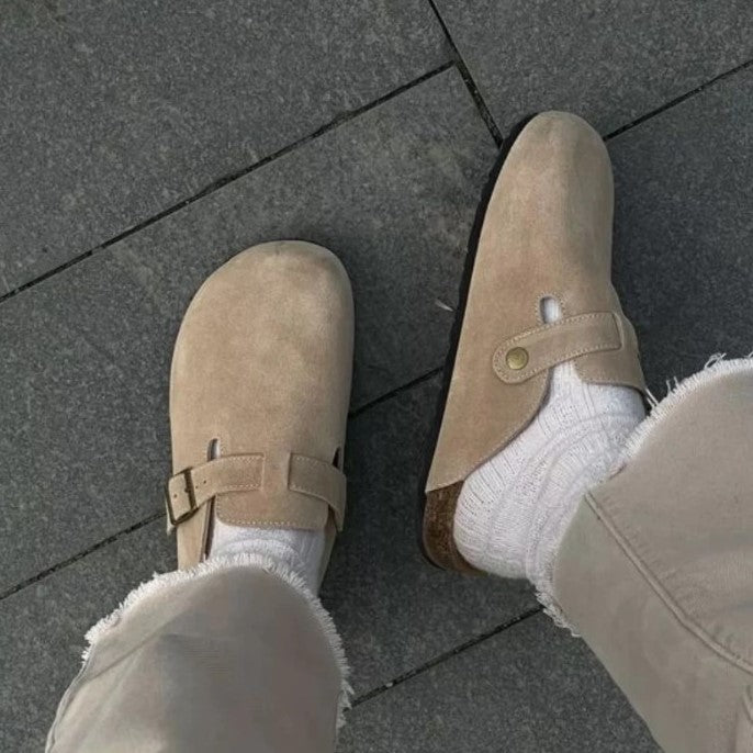 Ruskind Slip On Træsko med Kork Sål