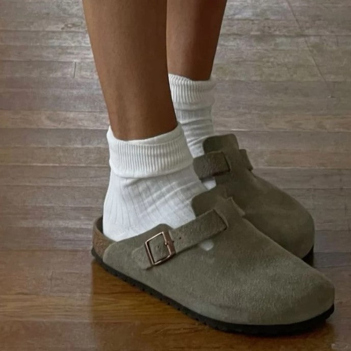 Ruskind Slip On Træsko med Kork Sål
