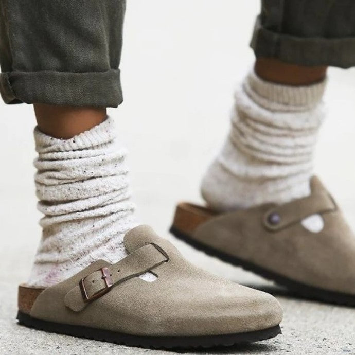 Ruskind Slip On Træsko med Kork Sål