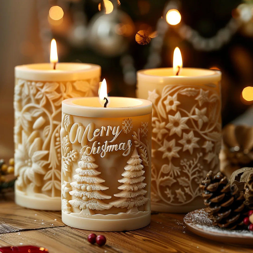 CandleCraft Christmas: Unique Cylindrical Silicone Mould for Elegant Tree-Shaped Decorations