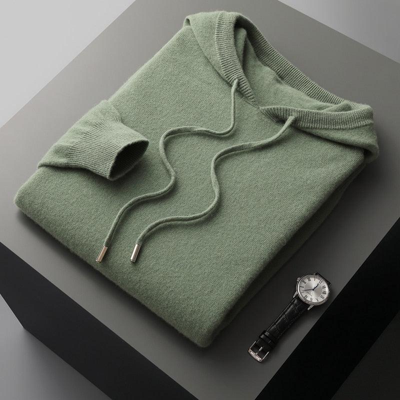 Uld Hættetrøje Merino Strik Pullover til Mænd