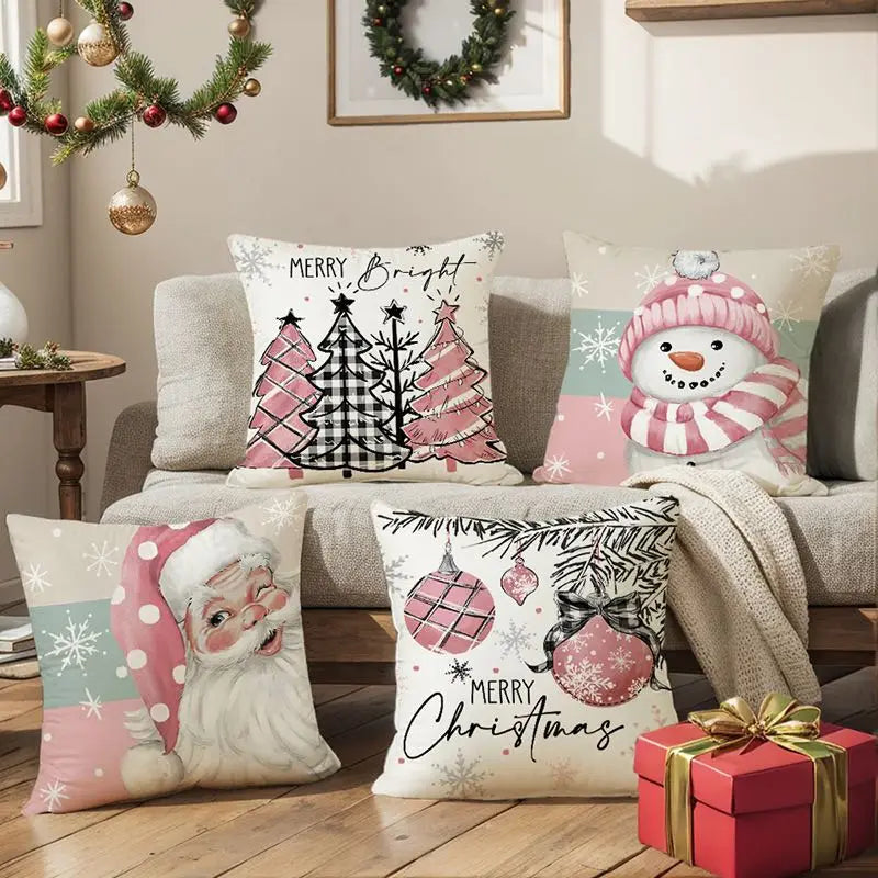 CozyNest Cushion Covers Set – Stylish Christmas Decoration for Sofa and Living Room, Festive Cotton Covers 45x45 cm