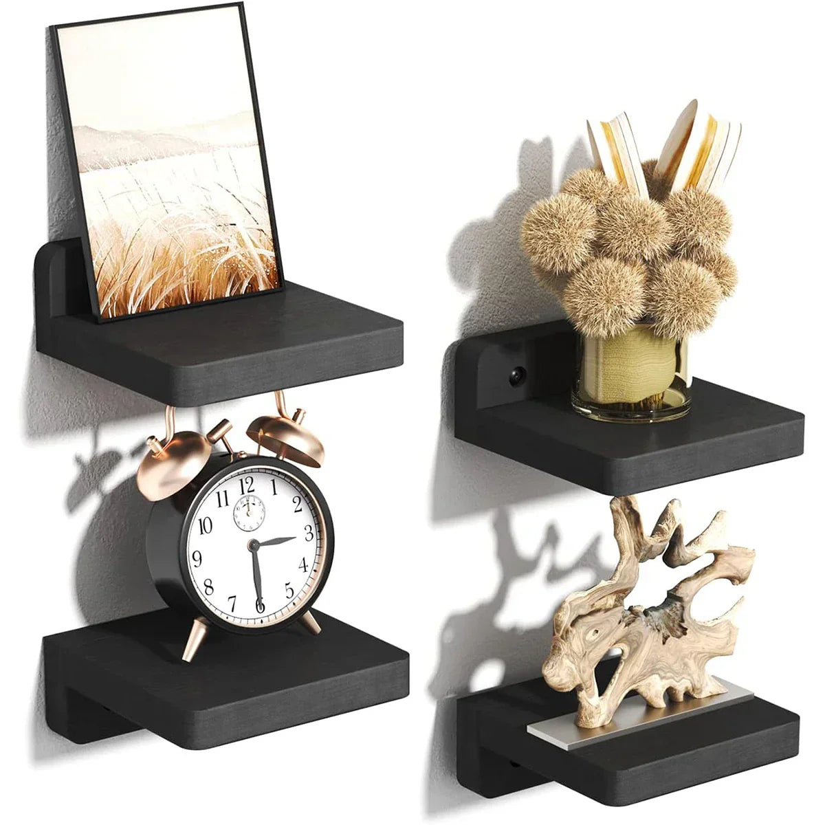 Wood Floating Wall Shelf Set of 4