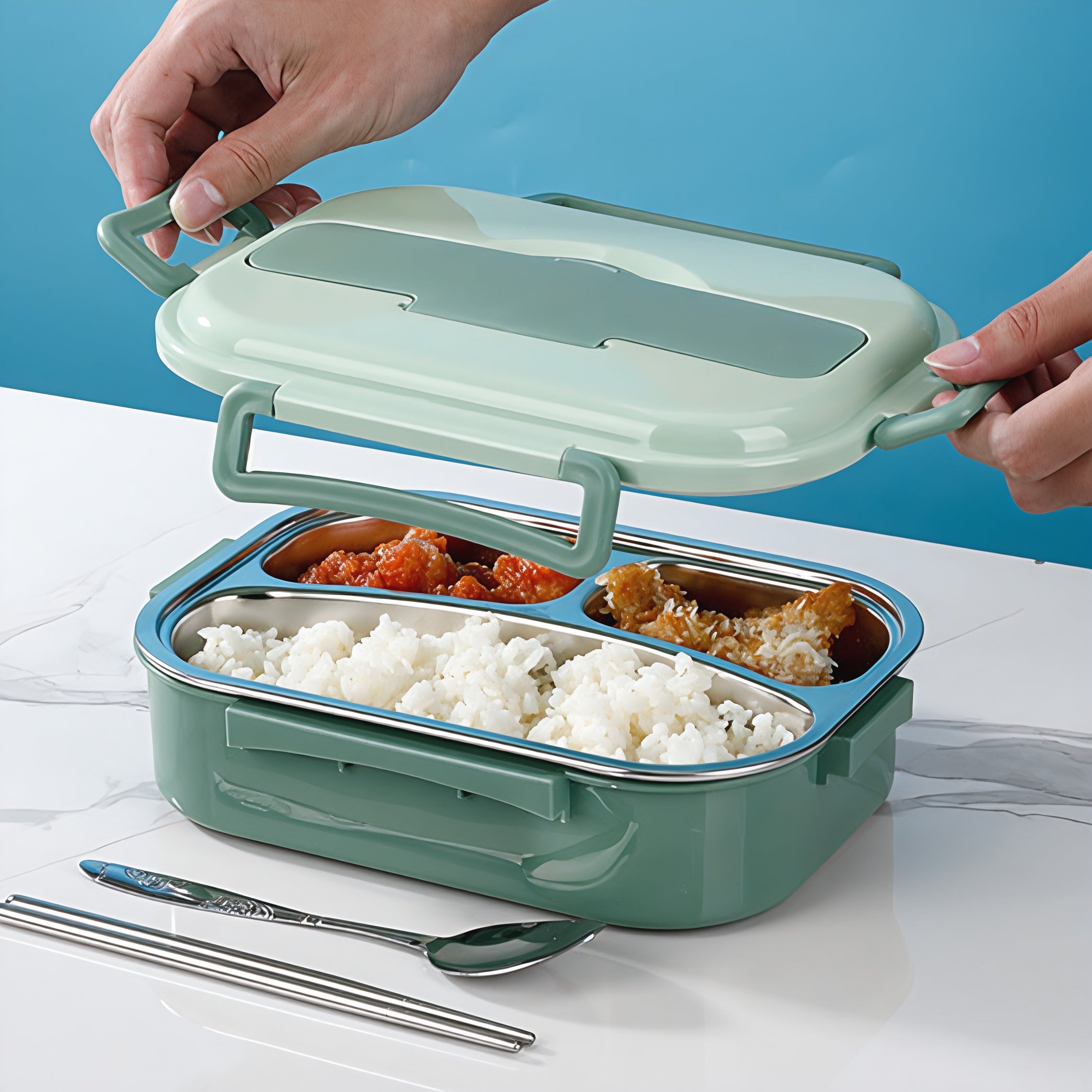 ステンレス製弁当ランチボックスコンテナ