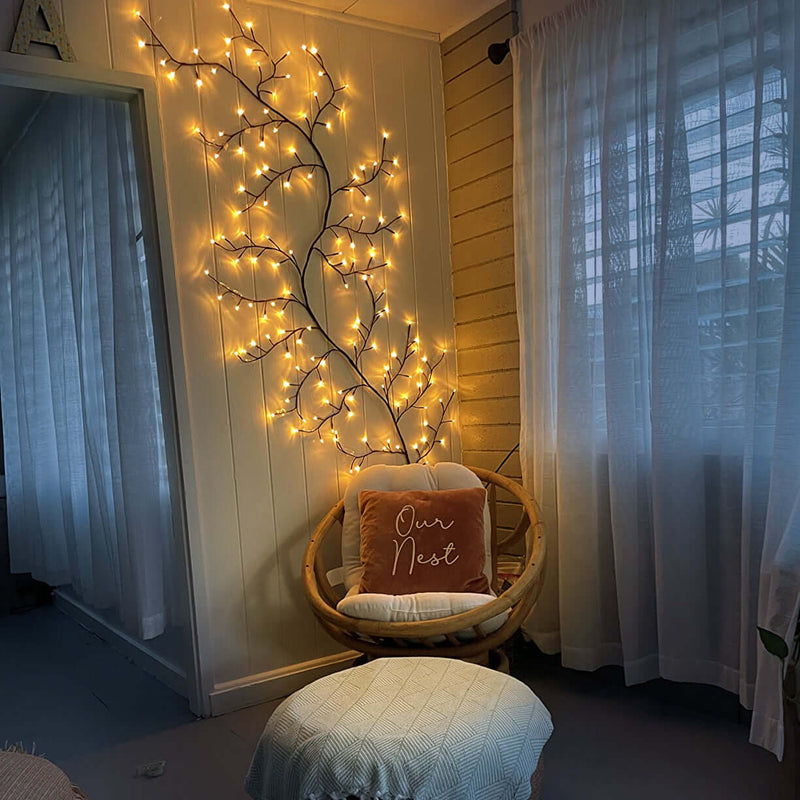 Luminous Branches: Elegant Wall Decor with Soft Ambient Lighting for Indoor Spaces