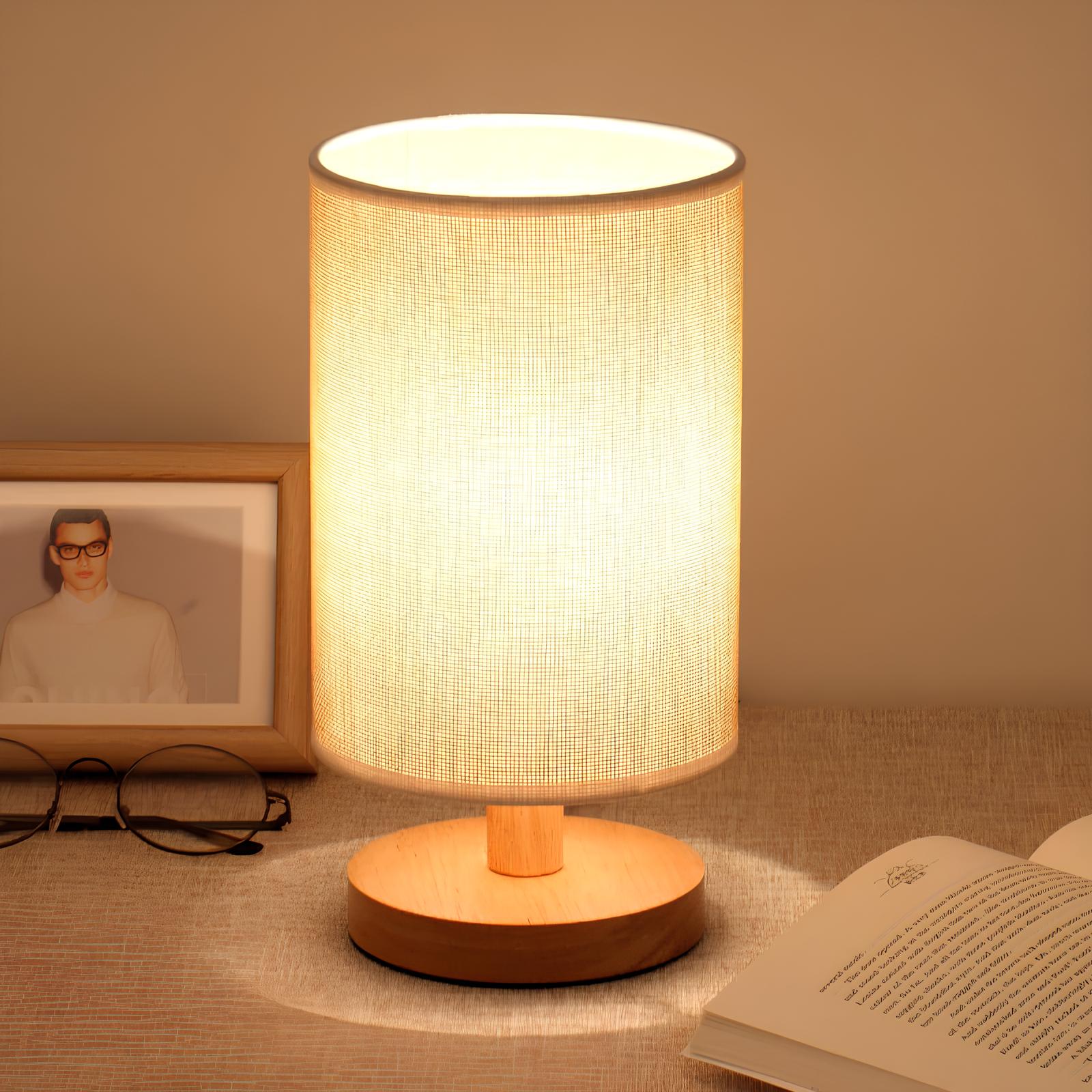 Bordlampe Naturligt Træ Stof Dæmpbar Lys
