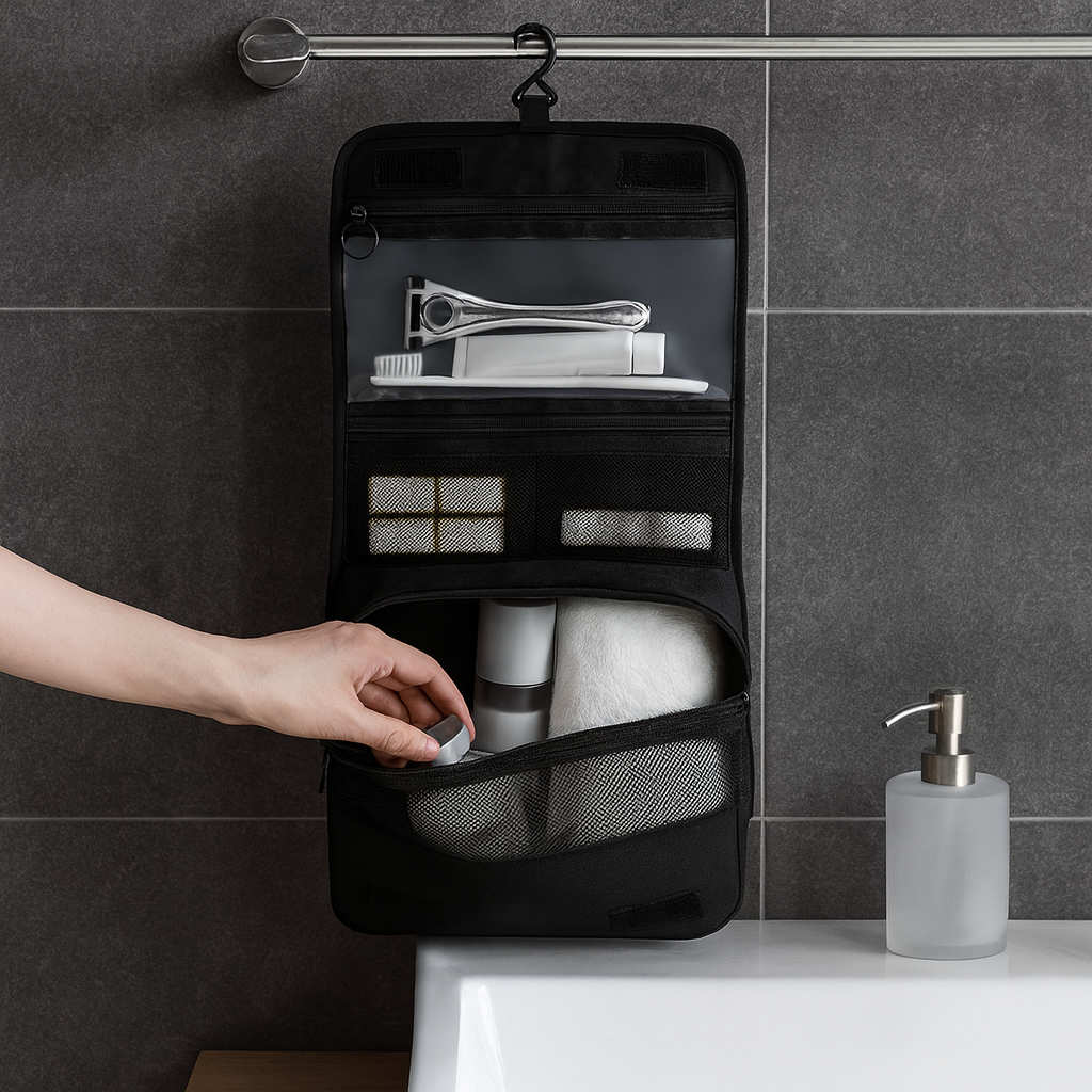 Men’s Compact Waterproof Hanging Toiletry Bag | Travel Organiser