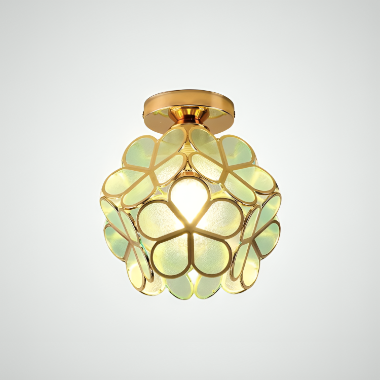 BloomGlow - Retro Coloured Ceiling Lamp with Floral Pattern