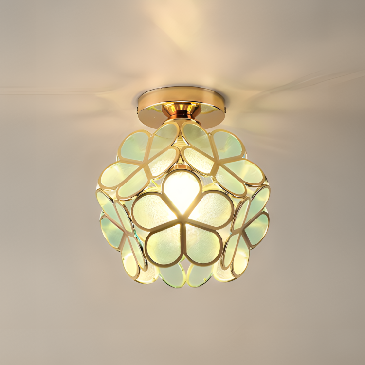 BloomGlow - Retro Coloured Ceiling Lamp with Floral Pattern