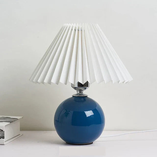 Luminous Heritage: Vintage Table Lamp with Pleated Shade – Elegant Antique Retro Nightstand Lighting Solutions