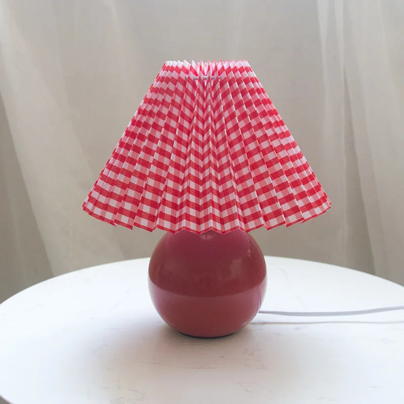 Luminous Heritage: Vintage Table Lamp with Pleated Shade – Elegant Antique Retro Nightstand Lighting Solutions
