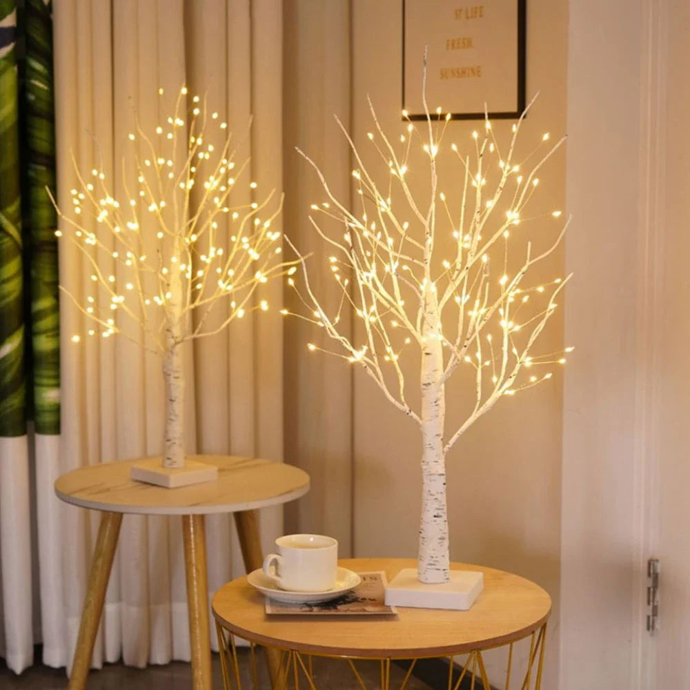 LED bordlampe birk dekorativt trælys