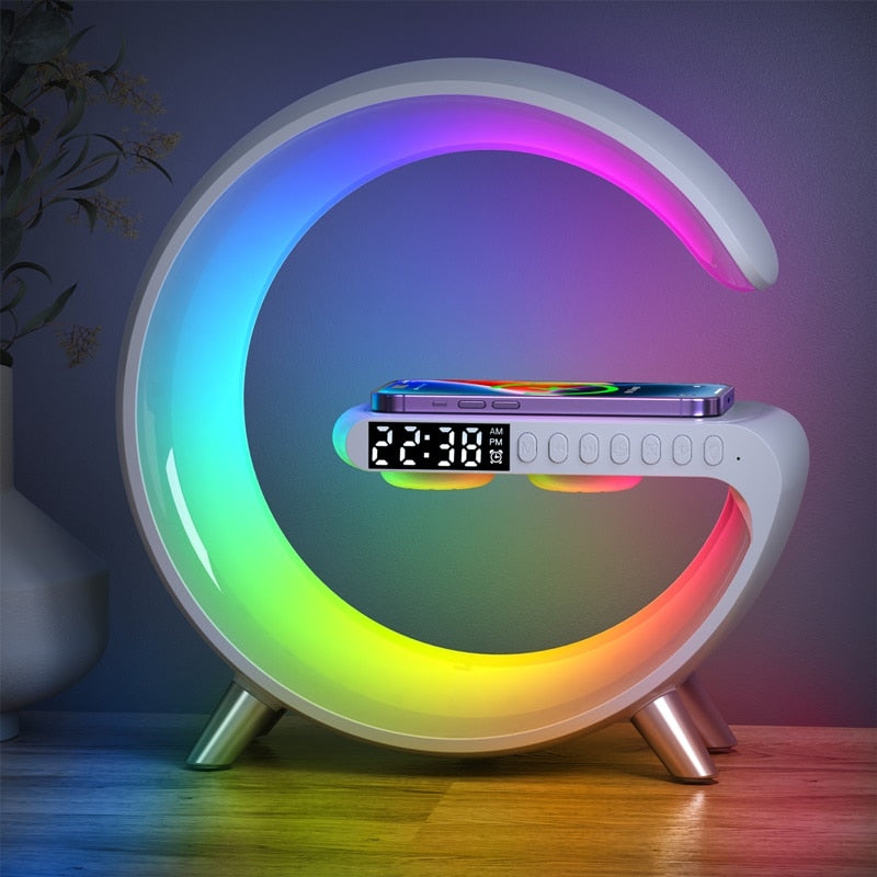 ワイヤレス充電ランプ LED時計スピーカー