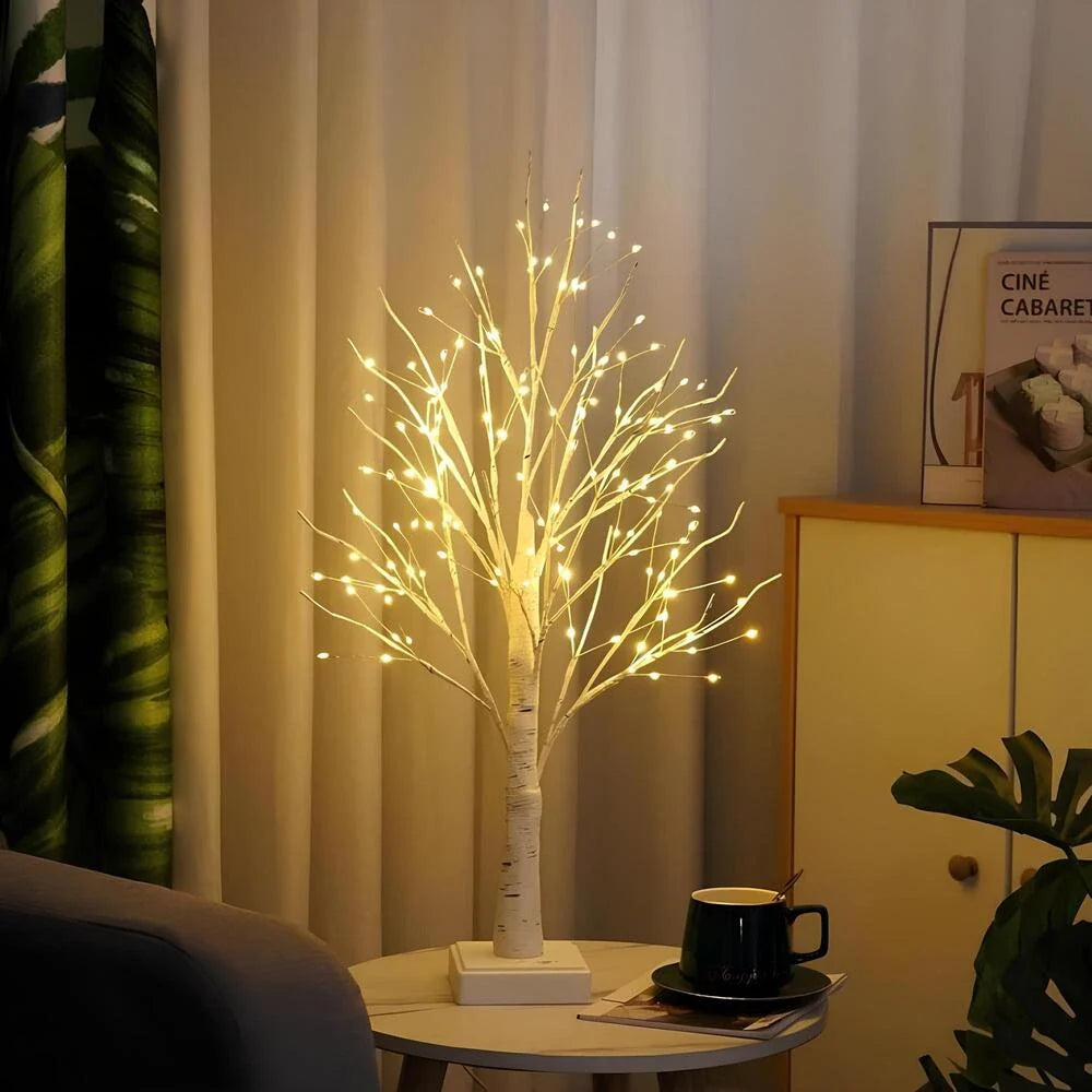 LED bordlampe birk dekorativt trælys