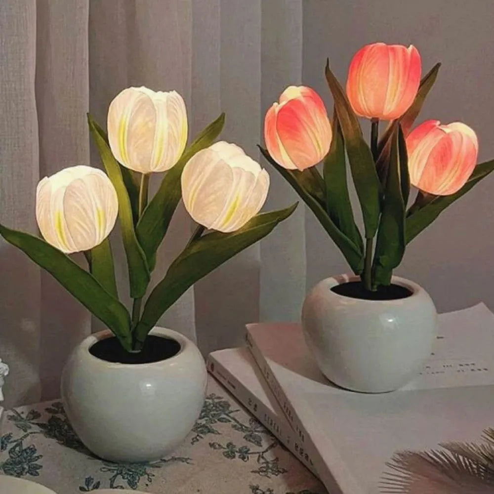 LED bordlampe blomsterpotte lys dekoration