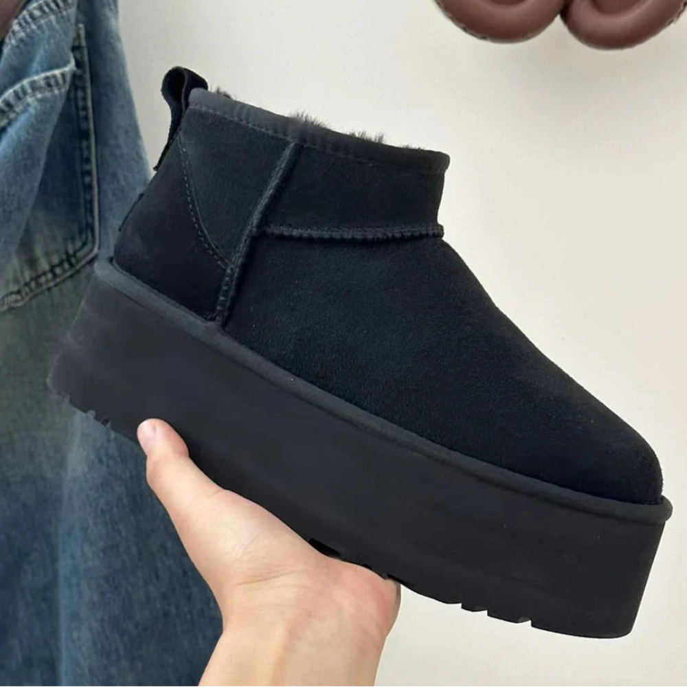 Women’s Platform Ankle Boots - Warm Fur Lining Stylish Comfort