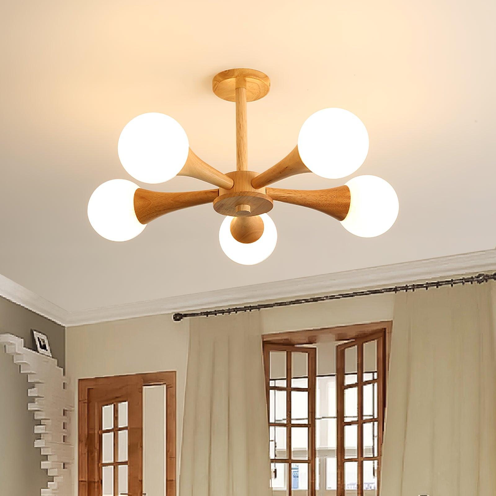 Luminous Haven – Elegant Wooden Ceiling Light Pendant Lamp for Living Room and Bedroom Illumination