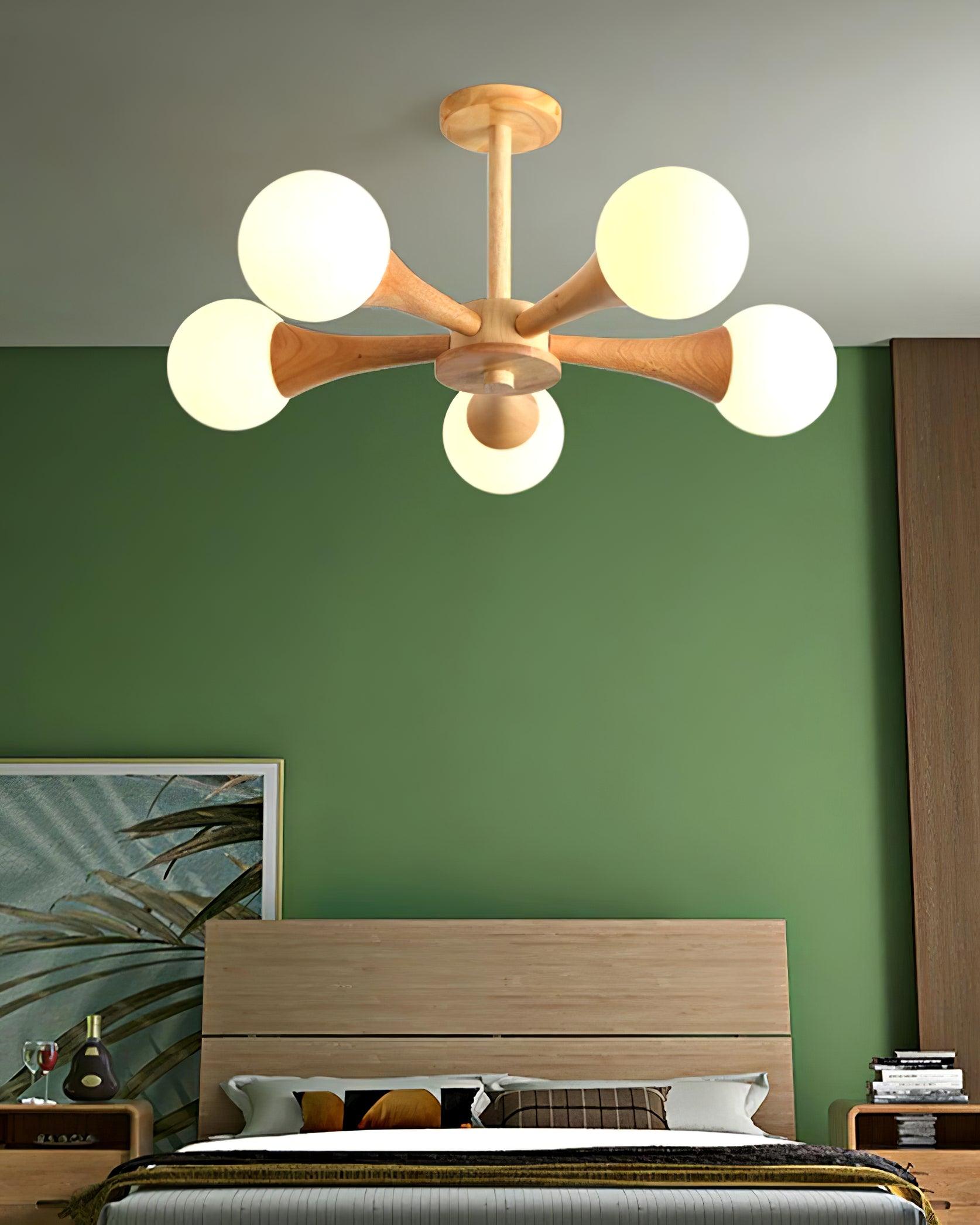 Luminous Haven – Elegant Wooden Ceiling Light Pendant Lamp for Living Room and Bedroom Illumination