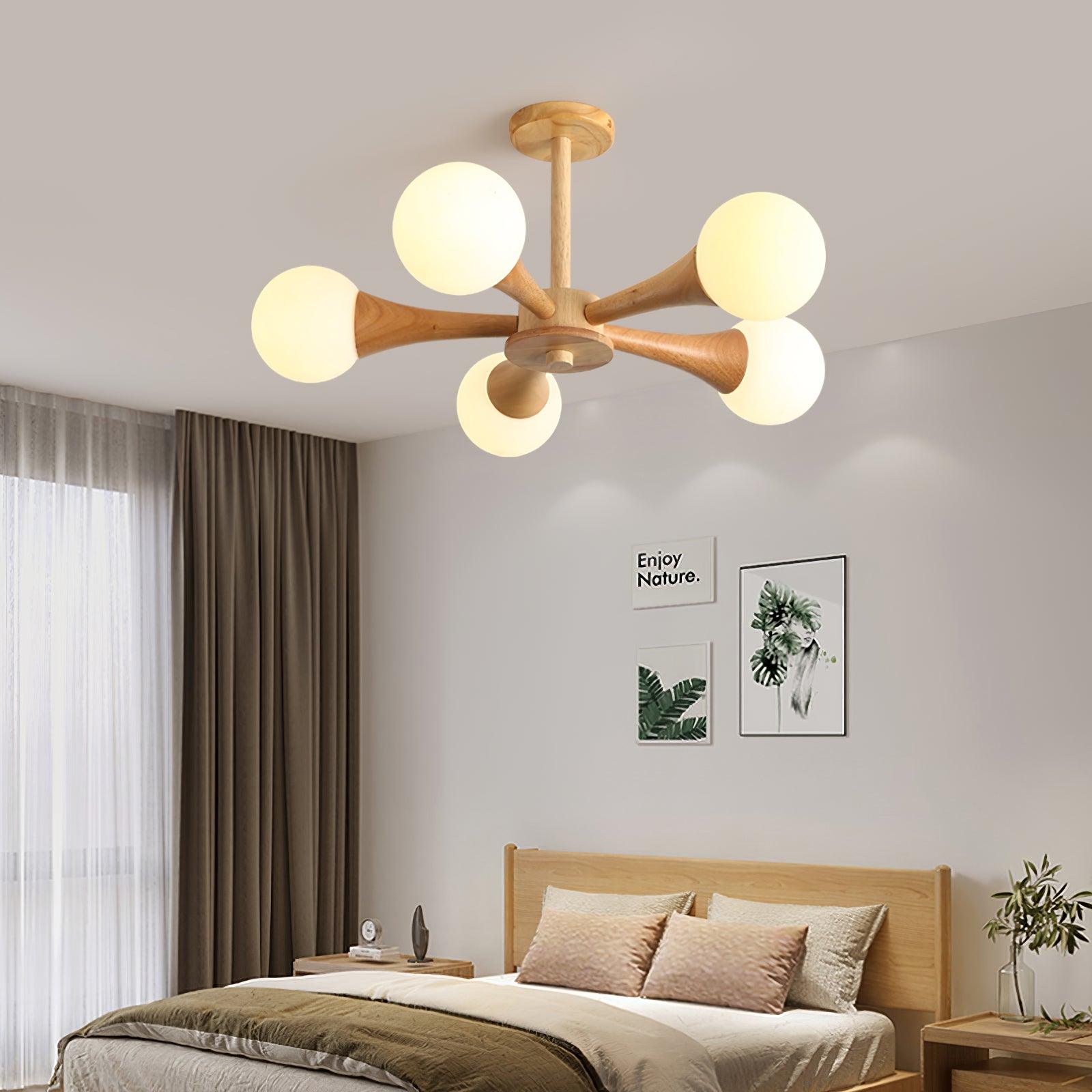 Luminous Haven – Elegant Wooden Ceiling Light Pendant Lamp for Living Room and Bedroom Illumination