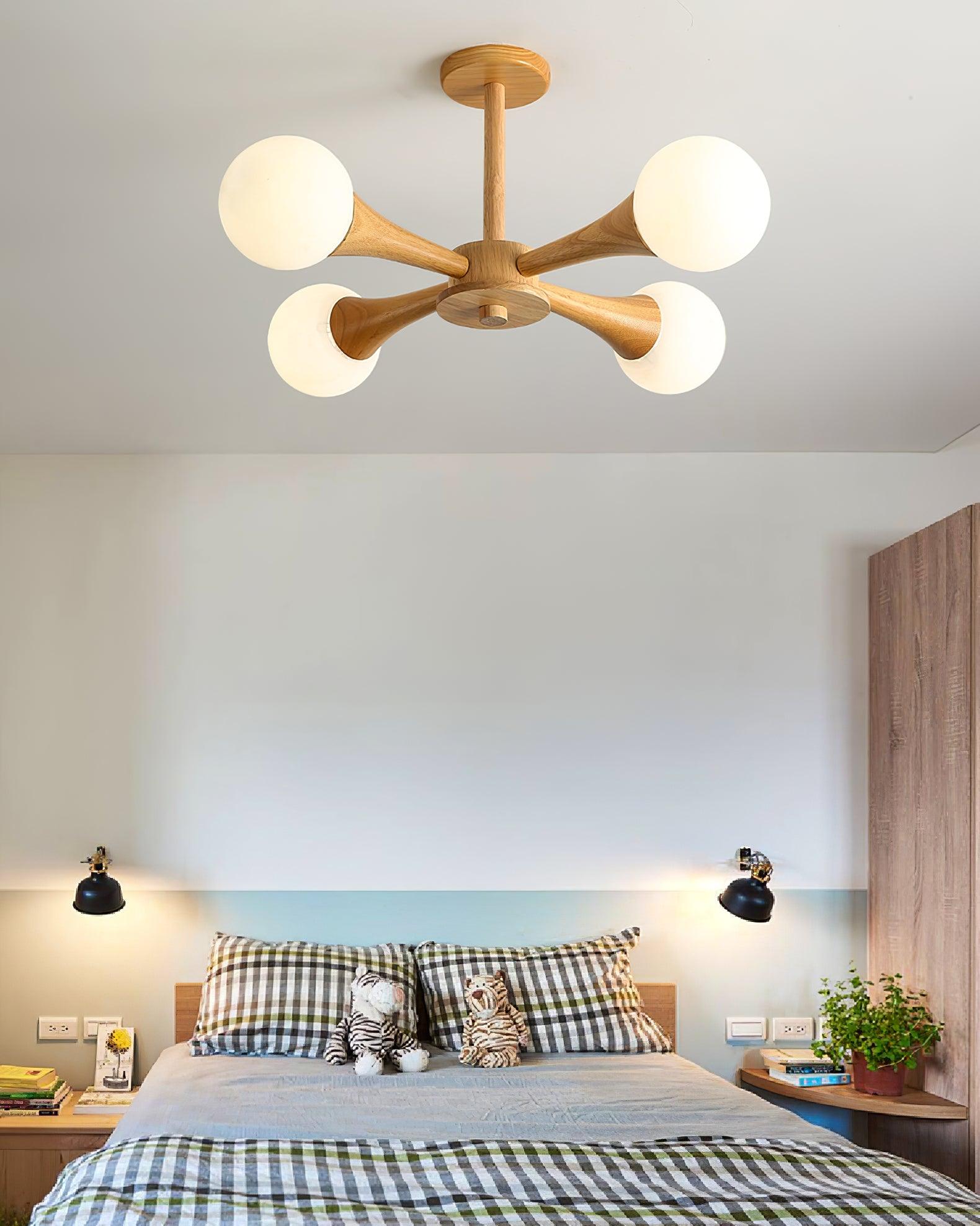 Luminous Haven – Elegant Wooden Ceiling Light Pendant Lamp for Living Room and Bedroom Illumination